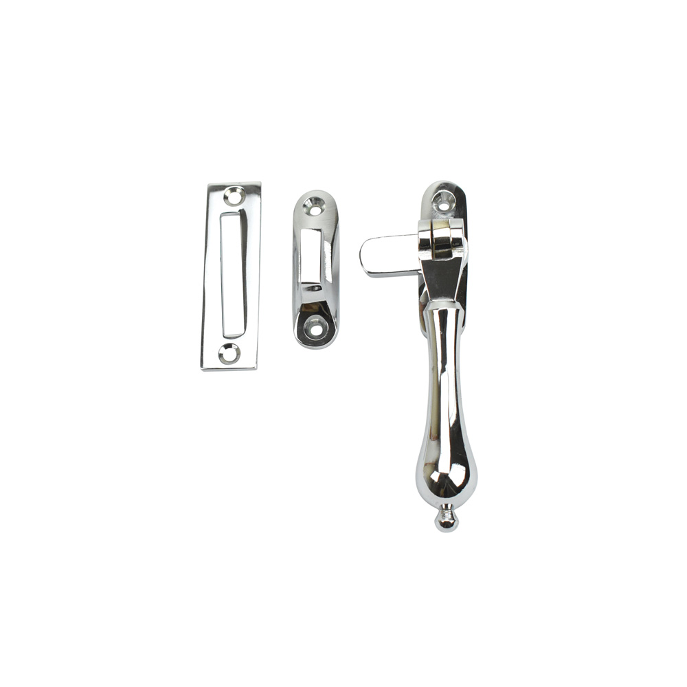 Dart Tear Drop Brass Window Fastener with Hook & Mortice Plate - Polished Chrome